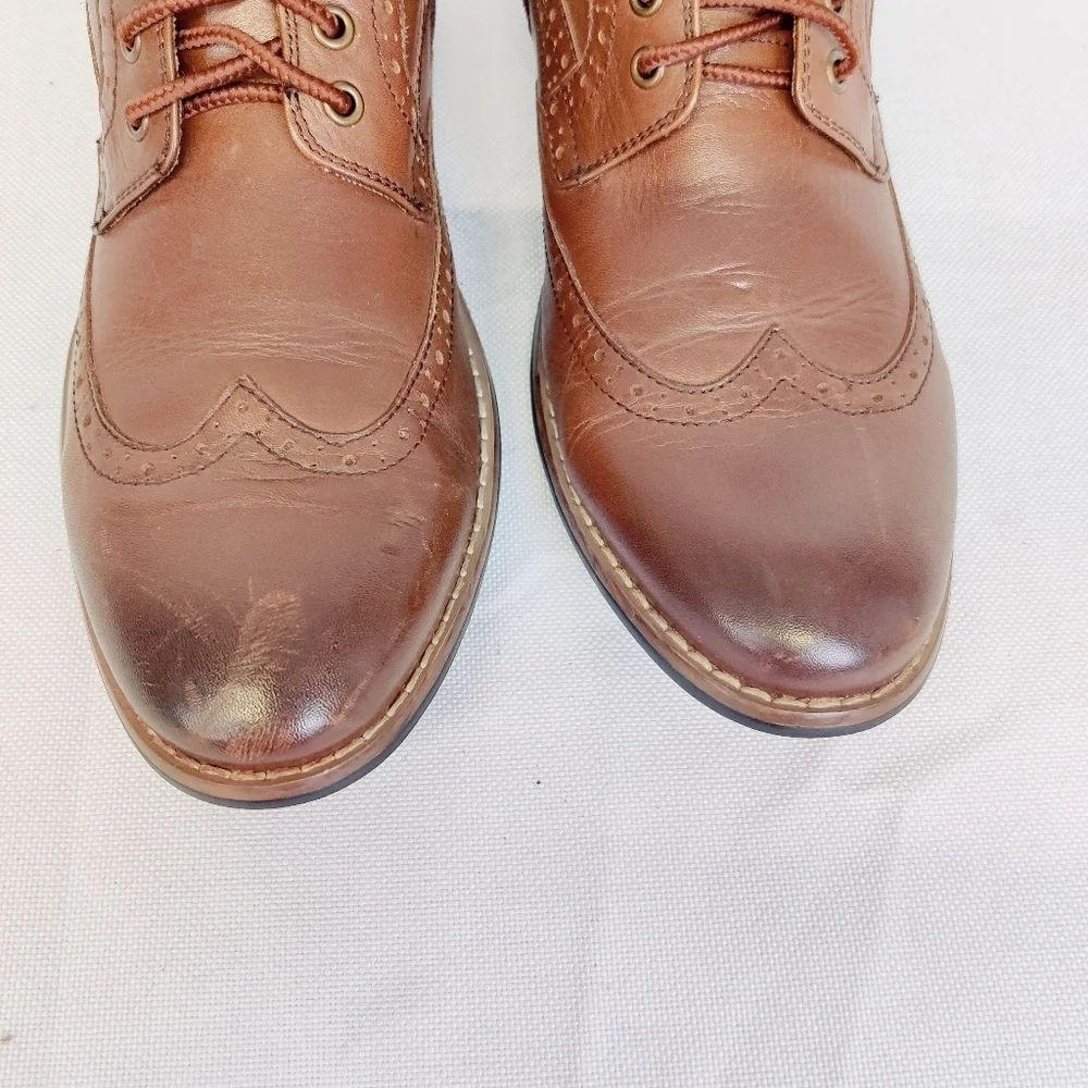 Steve Madden 'Helper' Chukka Boots Brogue Wingtip Leather Brown Mens Sz 8
